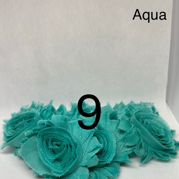 Lot of 9 Aqua shabby flowers headband DIY NEW - Picture 1 of 3